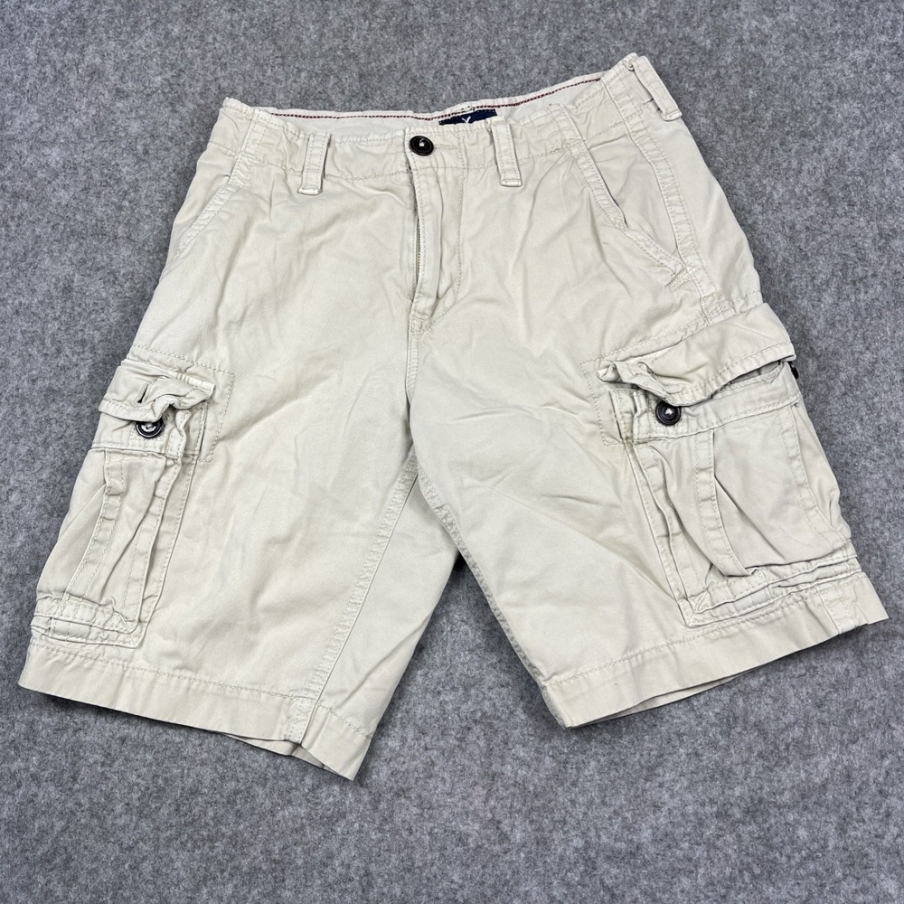 American Eagle Cargo Shorts Mens Size 29 Beige 10" Skater Streetwear Retro‎ Y2K